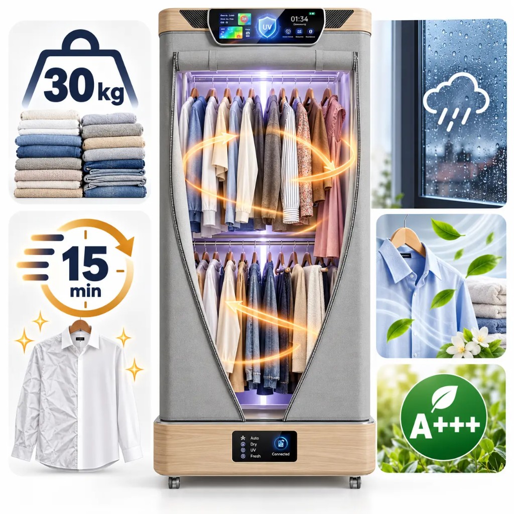 ThermoDry suszy do 30 kg prania w 15 minut, także w deszczu, klasa A+++