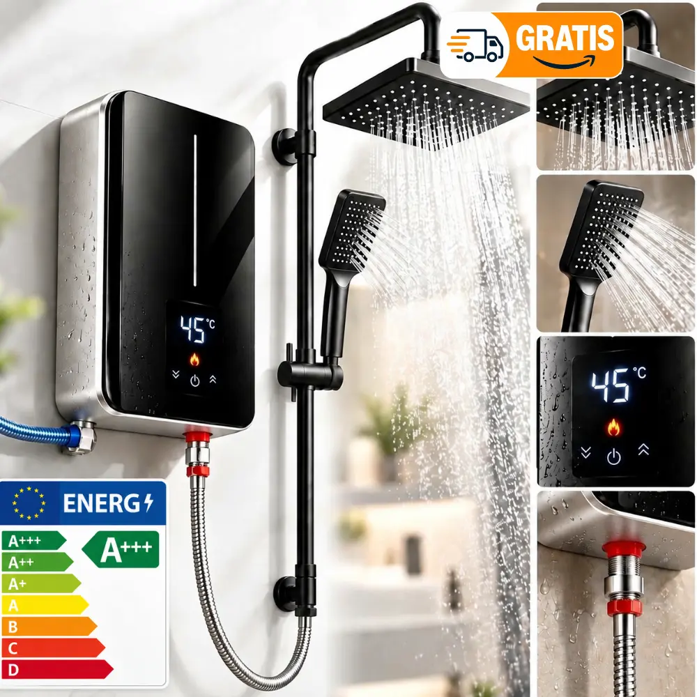 ThermoPulse s bezplatnou černou prémiovou sprchovou sadou: hlavice, ruční sprcha, hadice a příslušenství